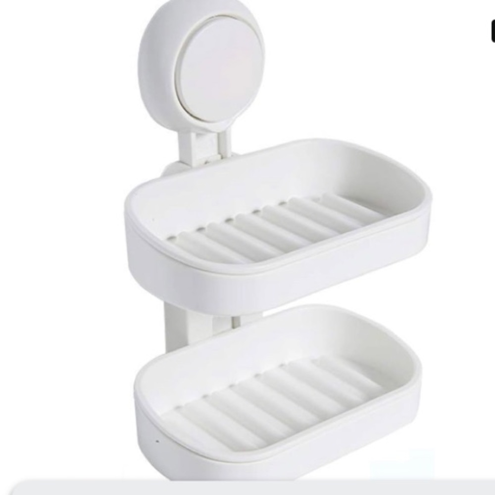 Soap Dish Holder Powerful Suction Cup Wall Mounted for Bathroom Shower